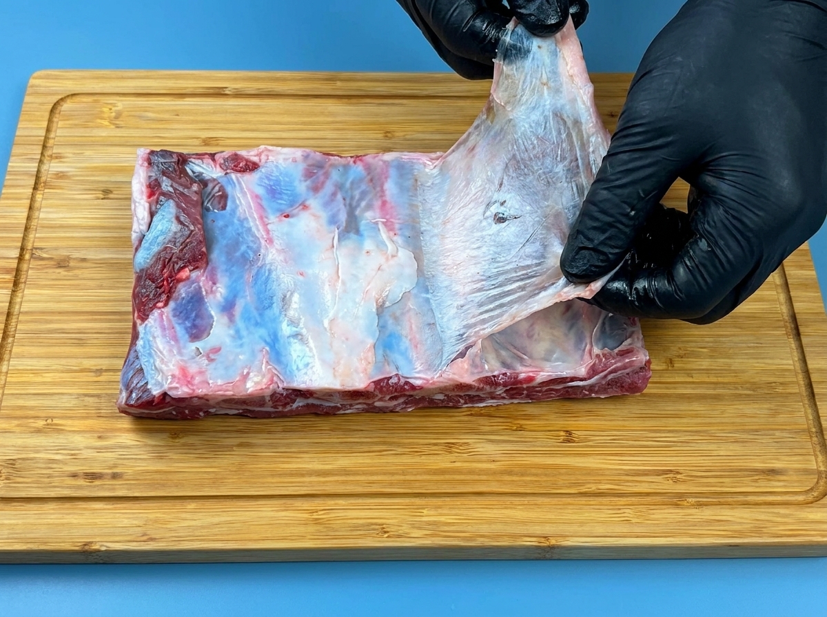 가는 라이너 브러시로 크롬 네일 위에 핑크색 3D 젤을 사용하여 리본 모양의 테두리를 그리는 모습.