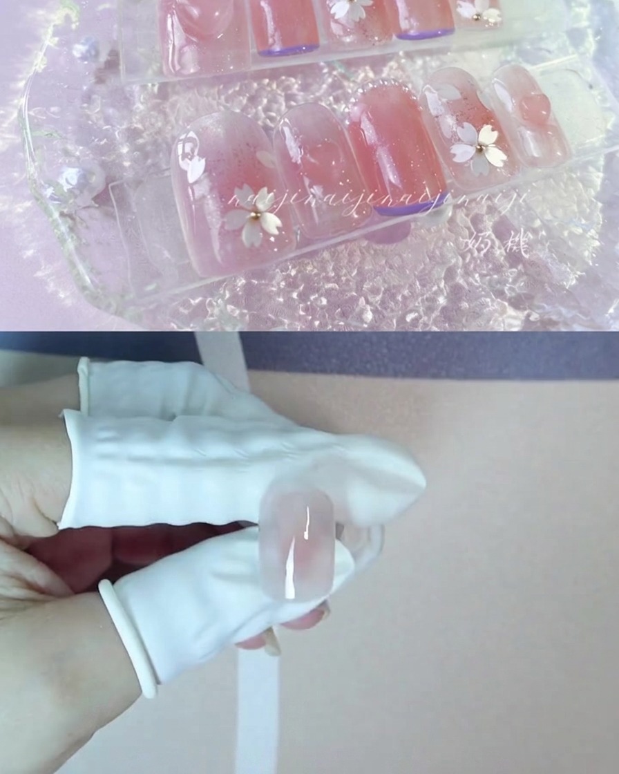 손톱 위 블러셔 디자인의 가장자리를 다듬는 디테일 브러시.