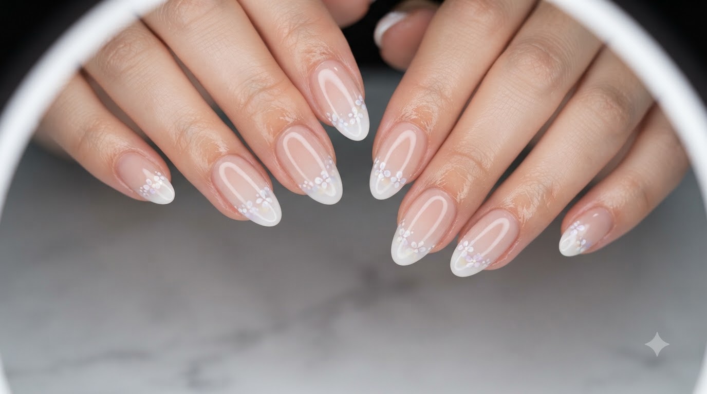 Nude Farbverlauf Nageldesign mit Blumen und Nagelkorrektur — Schritt für Schritt Anleitung