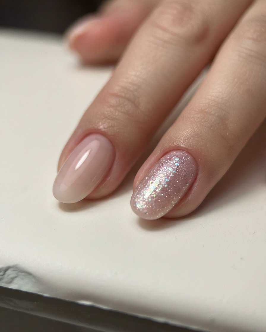 전문가용 UV/LED 네일 램프 안에서 손톱이 경화되는 클로즈업 컷.