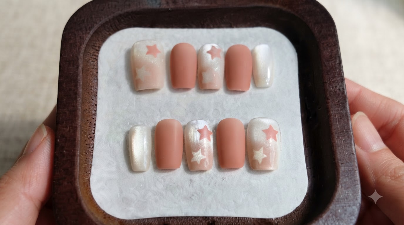 피치 매트 캣아이 스타 프레스온 네일 — 단계별 가이드